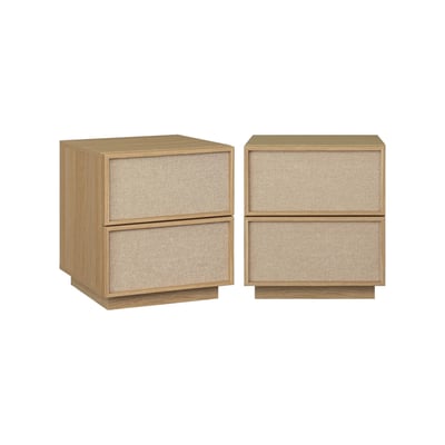 Table de chevet décor bois et tissu 2 tiroirs (lot de 2) KUBA SWEEEK