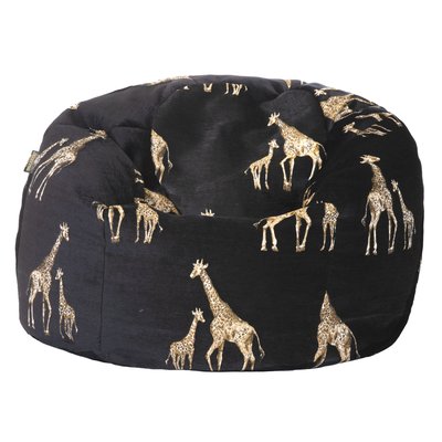 Pouf en velours avec girafes brodées MX HOME