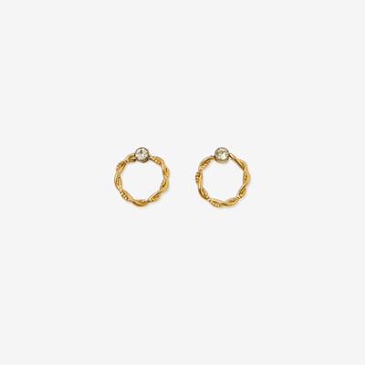 Boucles d'oreilles anneaux twistées avec strass en acier inoxydable BALABOOSTE
