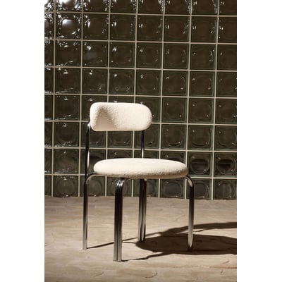 Chaise en acier chromé et bouclette, Violette GABRIELLE PARIS