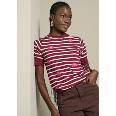 Pull rayé fleuri LOLALIZA