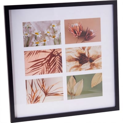Cadre photo mural pêle-mêle 6 photos noir 42x42cm WADIGA