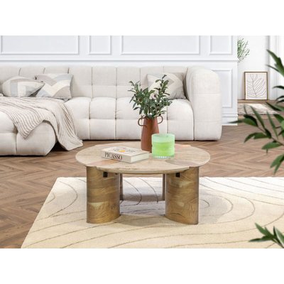 Table basse ronde en travertin, CERSEI BOBOCHIC