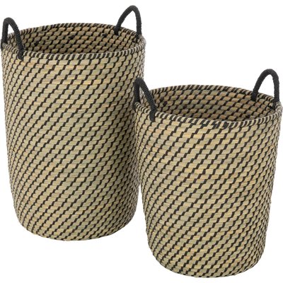 Panier rond en paille naturelle et  avec anses pratiques RECOLLECTION