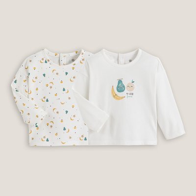 Lote de 2 camisetas de manga larga estampadas LA REDOUTE COLLECTIONS