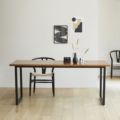 Table en bois de teck et métal 8 pers.  HUGO BERAH GETAH