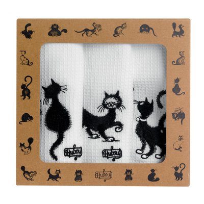 Lot de 3 torchons Dubout Les chats brodé WINKLER