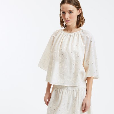 Blouse en broderie anglaise, manches papillon LA REDOUTE COLLECTIONS