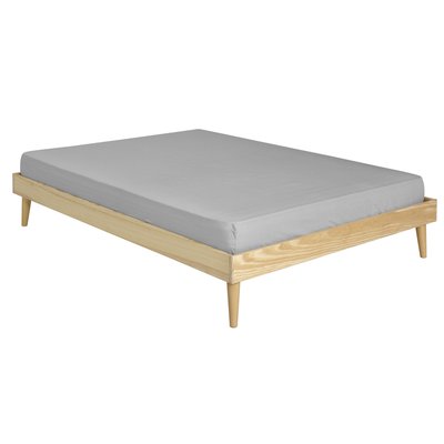 Pack lit 2 places avec pieds et matelas Bois massif  DARLA AKITEN RETAIL