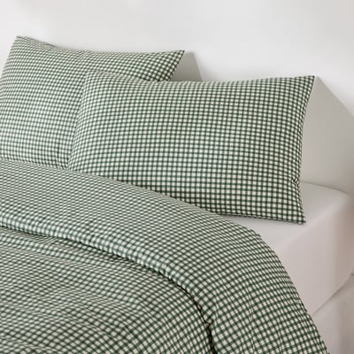Lesia Checked 30% Recycled Cotton Duvet Cover Set with Rectangular Pillowcase LA REDOUTE INTERIEURS