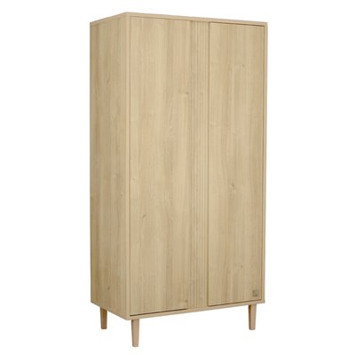 Armoire 2 portes avec détail imitation bois texturé et pieds bois SAUTHON