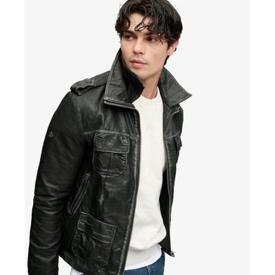 Veste Brad Faux Cuir Militaire Coupe Décontractée SUPERDRY