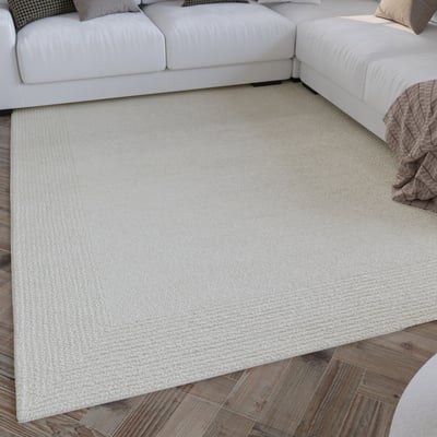Tapis uni avec bordure texturée ,  HAMPTONS TWENTYONE WECON HOME