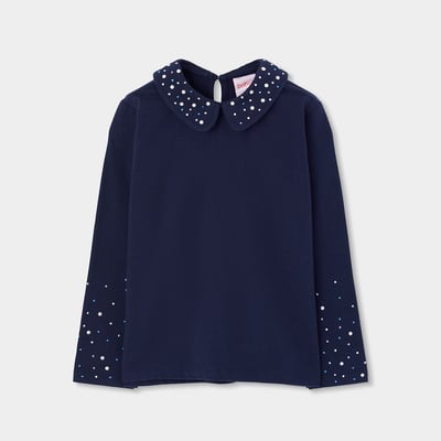 T-shirt fille en maille avec perles BOBOLI