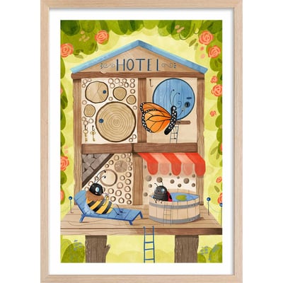 Affiche enfant hôtel pour insectes HEXOA
