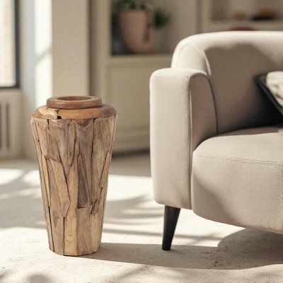 Vase décoratif en teck naturel – style artisanal ARIZONA PIER IMPORT