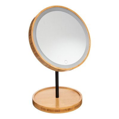 Miroir LED sur pied en bambou ATMOSPHERA