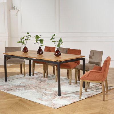Table rectangulaire métal et chêne 6/8 couverts AIMIE ROBIN DES BOIS