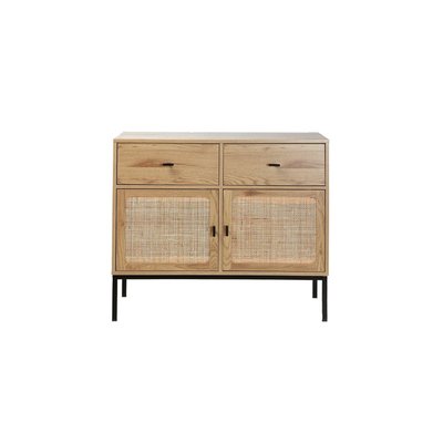 Buffet 2 Portes 2 Tiroirs avec Cannage Rotin L90cm - JAYA CALICOSY