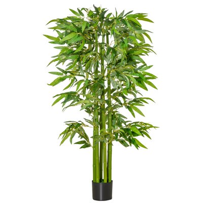 Bambou artificiel H.1,60 m 975 feuilles réalistes pot inclus noir vert HOMCOM