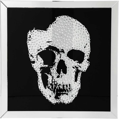 Tableau miroir crâne cristaux 100x100cm KARE DESIGN