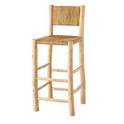 Tabouret de bar bois dossier aligné -  LOJI HOME MAISON