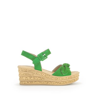 Sandales en cuir velours à talon compensé GABOR