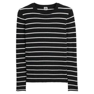 Pull col rond rayé maille viscose mélangée côtelée LA REDOUTE COLLECTIONS