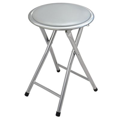 Tabouret d'appoint pliable métal assise similicuir gris - 30x30x45cm WADIGA
