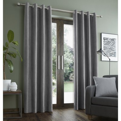 Faux Suede Eyelet Curtains CATHERINE LANSFIELD