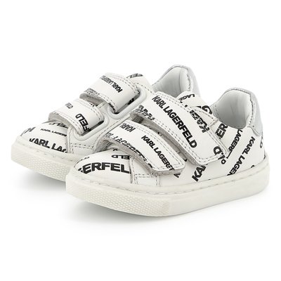 Baskets en cuir à fermeture par bandes auto aggrip KARL LAGERFELD KIDS