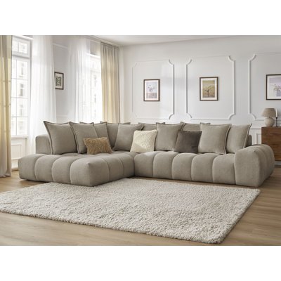 Canapé d'angle fixe 4 places en tissu chiné, EVEREST BOBOCHIC