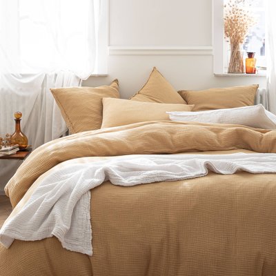 Housse de couette en gaze de coton, SIMPLEMENT GAUFRÉ BLANC CERISE