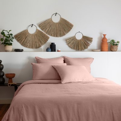 Housse de couette lin et coton lavé SONGE CARRE BLANC