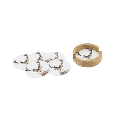 Dessous de verre Cerfs en métal (Lot de 6) AUBRY GASPARD