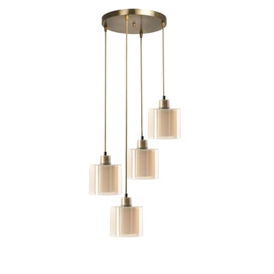 Suspension moderne en verre ivoire 4 abat-jour SIDE PIER IMPORT
