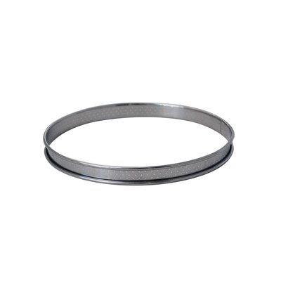 Cercle à tarte perforé bord roulé 10 cm en inox DE BUYER