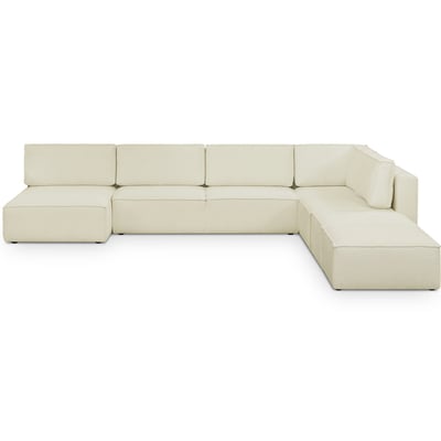 Canapé d'angle droit convertible 8+2 places en tissu bouclé - HARPER MOD HOMIFAB