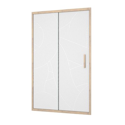 Porte de douche coulissante décor bois verre sérigraphié motif arrondi HOME MAISON