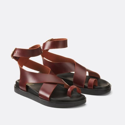 in-Toe Leather Wedge Sandals with Buckles LA REDOUTE COLLECTIONS
