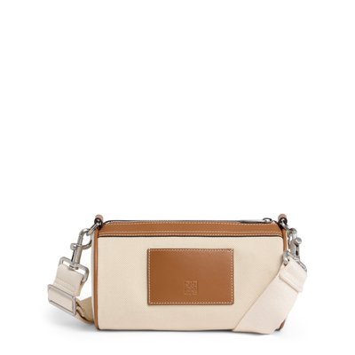 Sac bandoulière mini en toile naturelle et cuir lisse MAURICE LE TANNEUR