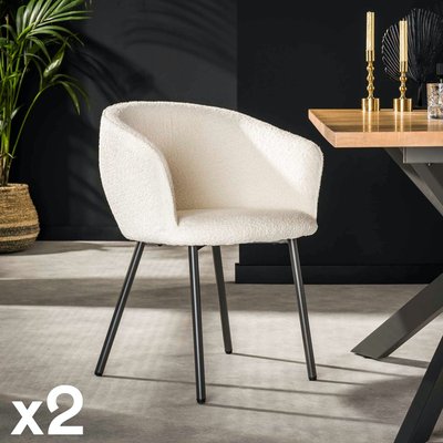 Fauteuil de table en bouclette blanche (lot de 2) GALWAY PIER IMPORT