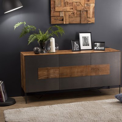 Buffet moderne en bois recyclé et facade en métal 167cm style contemporain PANAMA PIER IMPORT