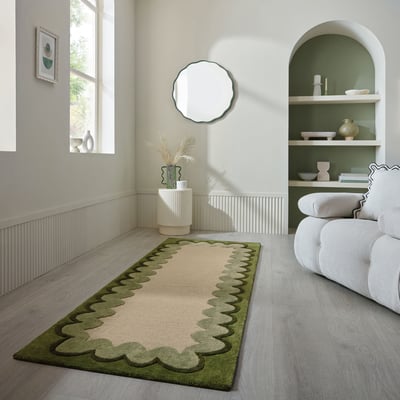 Tapis de couloir à bordure en laine WIGGLE FLAIR RUGS