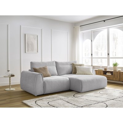 Canapé d'angle fixe compact 3 places tissu lisse, ADEN BOBOCHIC