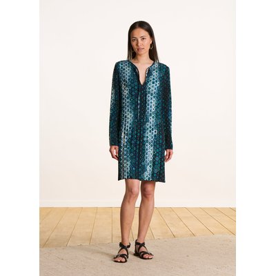 Robe courte trapèze plissée à imprimé LA FEE MARABOUTEE