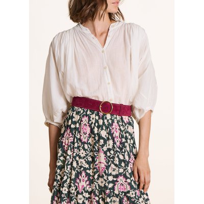 Ceinture robe en croûte de cuir avec surpiqûres LA FEE MARABOUTEE