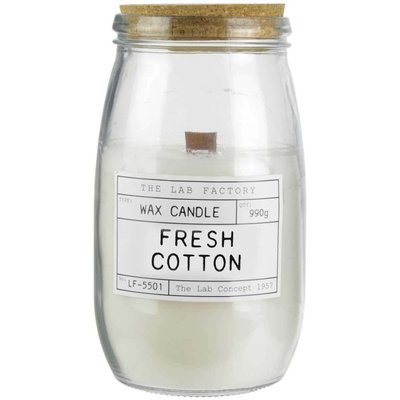Bougie parfumée avec mèche en bois senteur fleur de coton 12 cm CMP