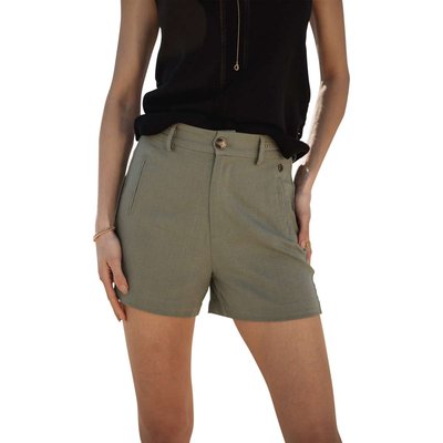 Short chino kaki uni avec une coupe droite et des passants pour ceinture FREEMAN T. PORTER
