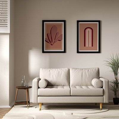 Coco Mid-Century Soft Brushed 2 Seater Sofa with Natural Wood Legs SO'HOME